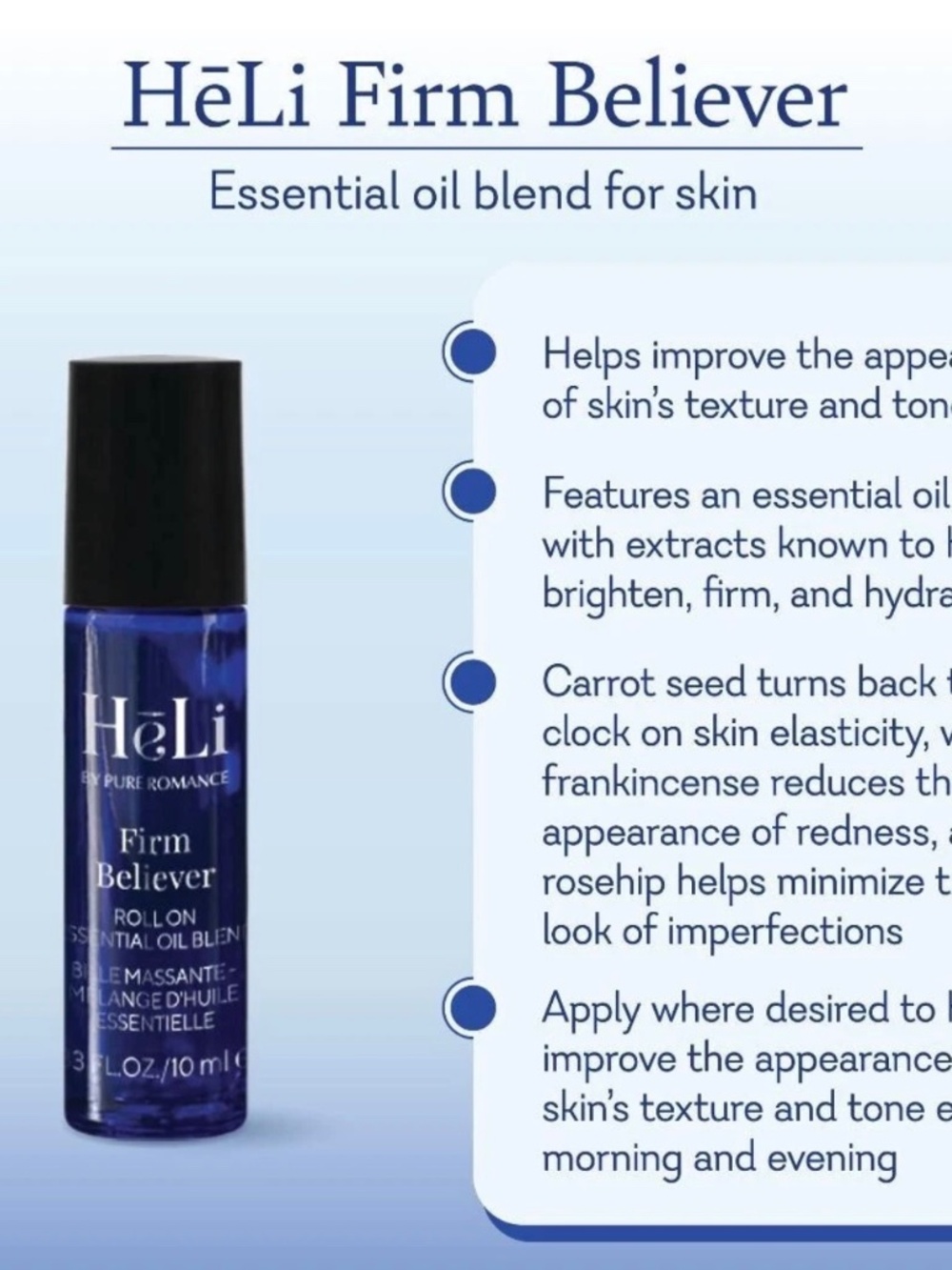 Pure Romance HēLi Firm Believer Essential Oil Roll-On NEW